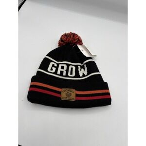 Organika Grow Black Acrylic Beanie With Orange Stripes‎ One Size Winter